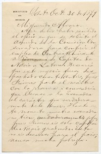[Carta] 1879 Octubre 30. Santiago [a] Alvaro Covarrubias