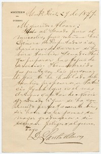 [Carta] 1879 diciembre 29 [Santiago] [a] Alvaro Covarrubias