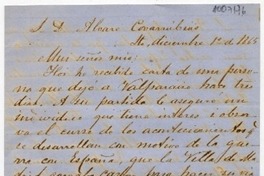 [Carta] 1865 Diciembre 01, [Santiago], [a] S. D. Alvaro Covarrubias :