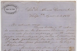 [Carta] 1866 Agosto 3, Valparaíso [a] Álvaro Covarrubias :