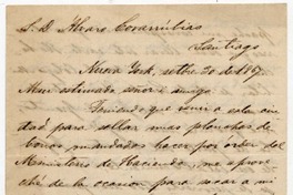[Carta] 1867 Set[iem]bre 30, Nueva York [a] Álvaro Covarrubias