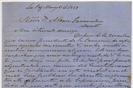 [Carta] 1869 marzo 1o., La Paz [a] Señor Alvaro Covarrubias Santo