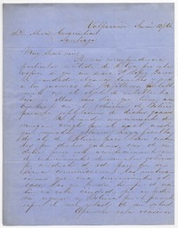 [Carta] 1866 junio 13, Valparaíso [a] Señor Alvaro Covarrubias
