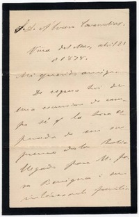 [Carta] 1878 abril 21, Viña del Mar [a] D. Alvaro Covarrubias