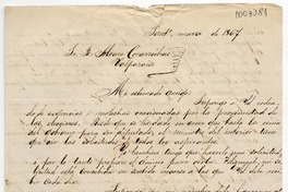 [Carta] 1867 marzo, Sant[iag]o [a] Don Alvaro Covarrubias