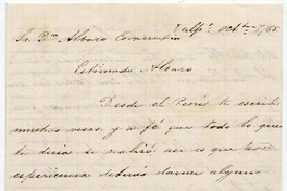 [Carta] [18]65 oct. 7, Valpo. Sr. Dn. Alvaro Covarrubias [a] Estimado Alvaro