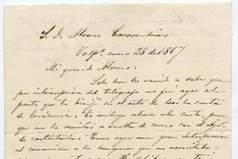 [Carta] 1867 enero 28, Valpo. I. D. Alvaro Covarrubias