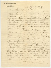 [Carta] 1890 Agosto 12, [Santiago] [a] Mi querido Luis [Covarrubias]