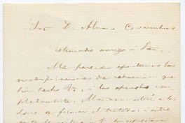 [Carta] [1866], [ValparaÍso] Sor D. Alvaro Covarrubias Estimado amigo i Sor