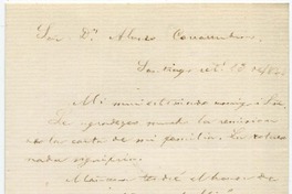 [Carta] [1]866 oct[ubre] 13, Santiago Sor Dn. Alvaro Covarrubias