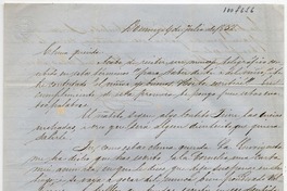 [Carta de Don Alvaro Covarrubias a Doña] 1852 Julio Domingo 4, [Santiago?] Sra. Da. Benigna Ortúzar de Covarrubias