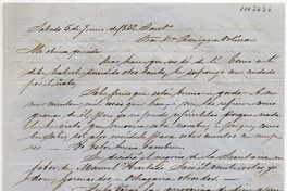 [Carta] 1852 Junio Sabado 5, Sant[iag]o Sra. Da. Benigna Ortúzar
