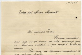 [Carta] [1913?] Marzo, Viña del Mar [para Doña Irene Lazcano Echaurren]