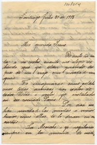 [Carta] 1913 Julio 31, Santiago [para Doña Irene Lazcano Echaurren]