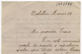 [Carta] [1913?] Marzo 19, [Santiago] [para Doña Irene Lazcano Echaurren]