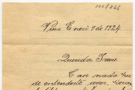 [Carta] 1924 Enero 9, Viña [para Doña Irene Lazcano Echaurren]