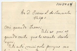 [Carta] [1891?] Enero 20, [Santiago?] Par[a] D. Irene L. de Bernales Valp[arais]o