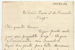 [Carta] [18]91 Enero 16, [Santiago?] Par[a] Doña Irene L. de Bernales Valp[araís]o