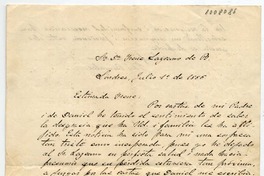 [Carta] 1886 Julio 1, Londres Sra. Da. Irene Lazcano de B.