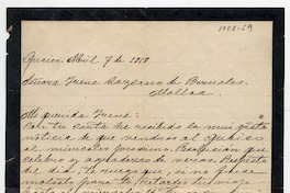 [Carta] 1919 Abril 7, Guaico [a] Señora Irene Lazcano de Bernales