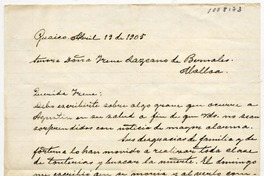 [Carta] 1905 abril 19, Guaico [a] Señora Doña Irene Lazcano de Bernales