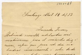 [Carta 19]13 Abril 13, Santiago [a] Irene [Lazcano de Bernales]