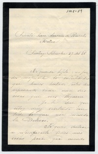 [Carta 18] 88 Se[p]tiembre 27, Santiago [a la] Señorita Irene Lazcano Bernales