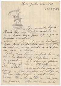 [Carta] 1915 Julio 8, Paris [a] Mi querido hijito