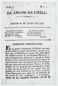 El Argos de Chile, Núm., 1 Tom. 4, Cuestión Importante