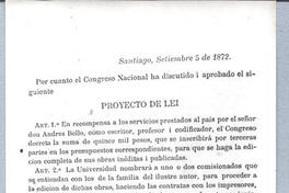 [Proyecto de Ley por Federico Errázuriz y Abdon Cifuentes]