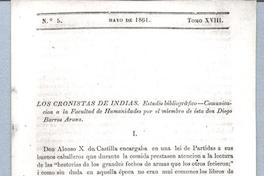 Los cronistas de Indias Estudio bibliográfico - Comunicación a la Facultad de Humanidades por el miembro de ésta