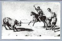 Campesinos laciando ganado