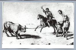 Campesinos laciando ganado