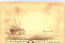 La Covadonga echando a pique a la Independencia