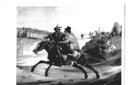 [Pareja de campesino y dama cabalgando en un caballo, titulado "Paseo a caballo"]