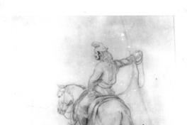 [Arriero o campesino montado a caballo, dibujo]