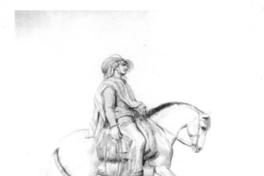 [Arriero o campesino montado a caballo, dibujo]