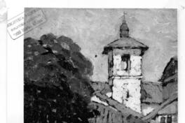 [Torre de una iglesia con una plazoleta]