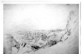 [Vista panorámica de Santiago. Arrabal de La Cañada, dibujo]