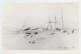 [Dibujo de un puente, con unos jinetes a caballos]