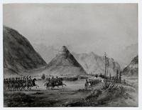 [Ejércitos se caballería en formación de guerra, de fondo unos cerros]