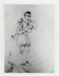 [Dibujo de un retrato de un hombre de cuerpo entero, con vestimenta de la época colonial]