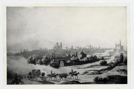 [Vista de la entrada de una ciudad, donde va llegando un carruaje]