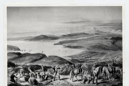 [Grupo de personas compartiendo, junto a unos caballos de paseo. De fondo la vista de un puerto]