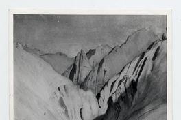 [Dibujo de una quebrada entre las montañas, con unos arrieros]