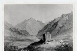 [Dibujo de una ermita o gruta en la cordillera]