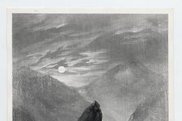 [Dibujo de unas rocas en la cordillera de Mendoza, con unos arrieros en una fogata, titulada "Punta de las vacas"]