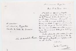 [Manuscrito de una carta dirigida a don Mauricio Rugendas, fechada en París 17 de febrero de 1847]