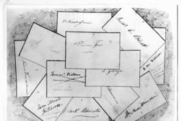 [Serie de firmas y manuscritos en hojas de personajes, tales como : Aldunate, Gutierrez, Bilbao, Zuluaga]