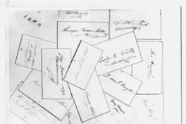 [Serie de firmas y manuscritos en hojas de diferentes personajes]